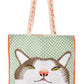 Cat W/Floral Bow Cat Tote Bag 14x16"