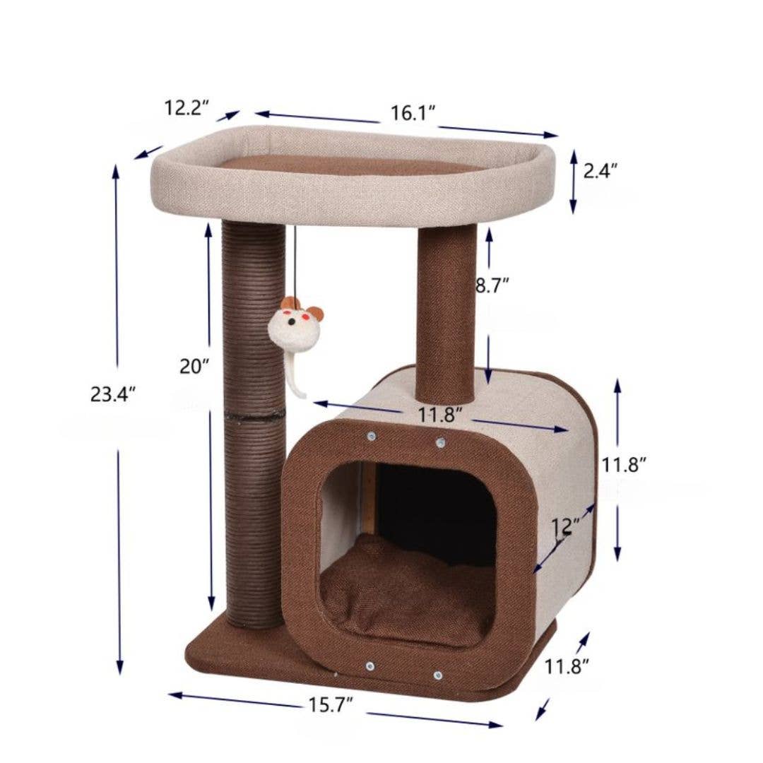 Catry Isla Cat Tree with Condo and Paper Rope Scratch Post