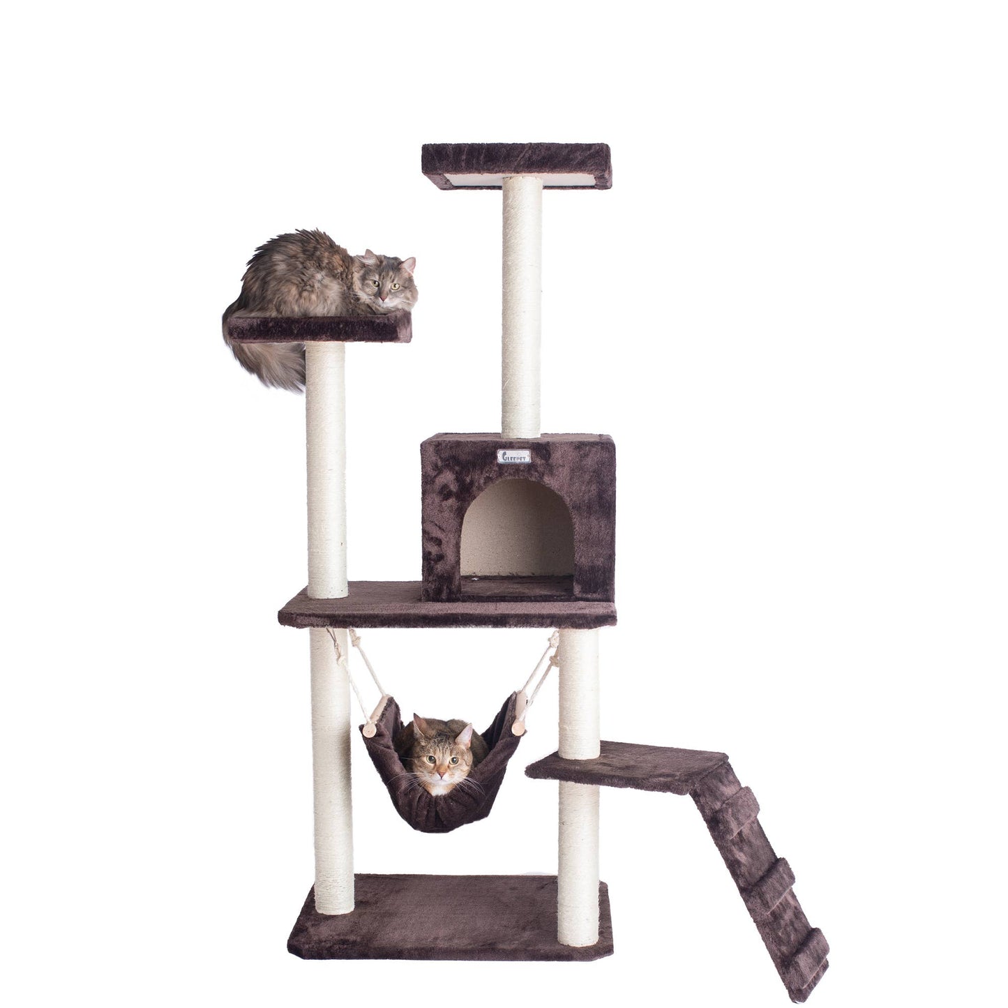 GleePet 57-Inch Cat Tree Real Wood Climber  With Four Levels