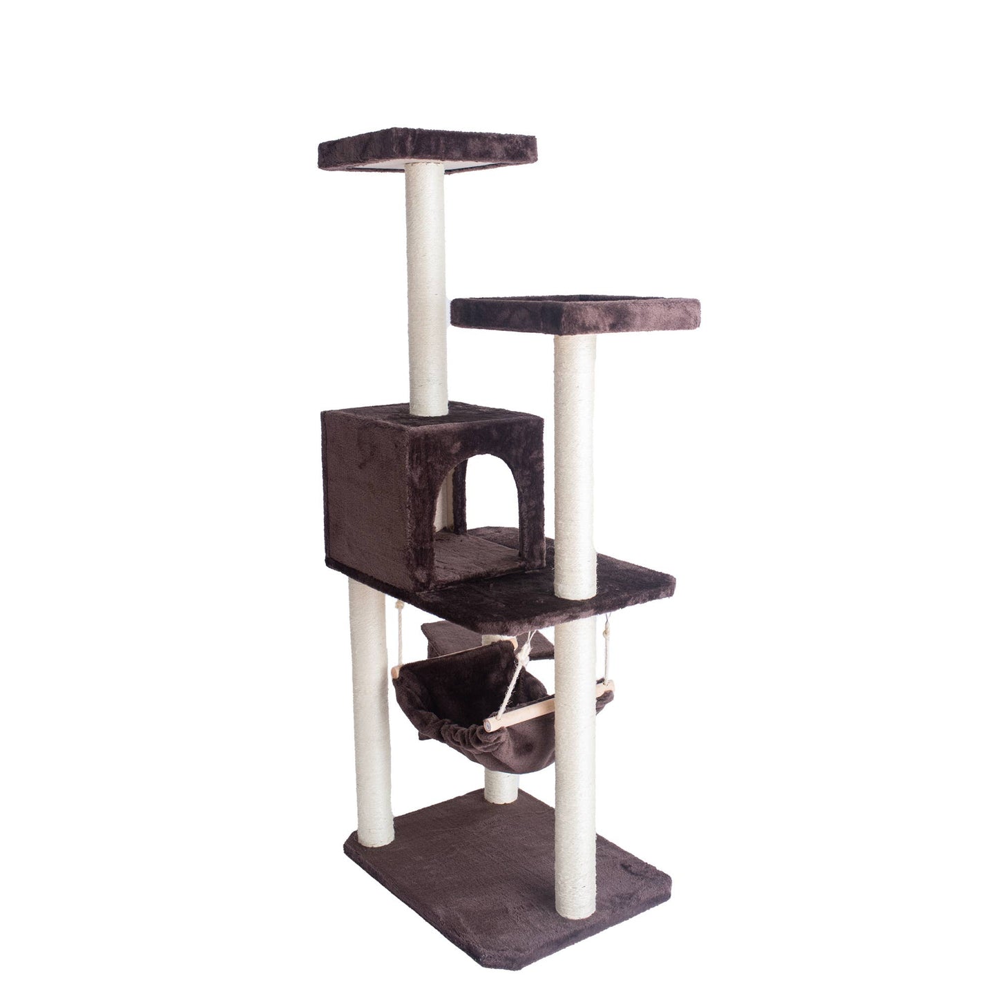 GleePet 57-Inch Cat Tree Real Wood Climber  With Four Levels