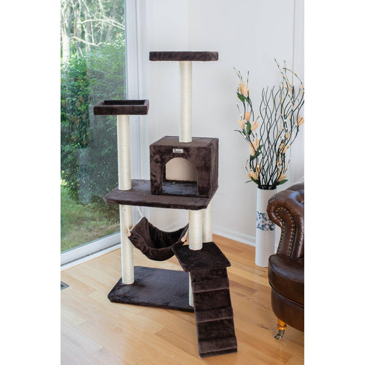 GleePet 57-Inch Cat Tree Real Wood Climber  With Four Levels