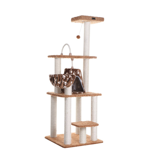 Armarkat Brown Carpet Cat Furniture, Real Wood Kitty Tower