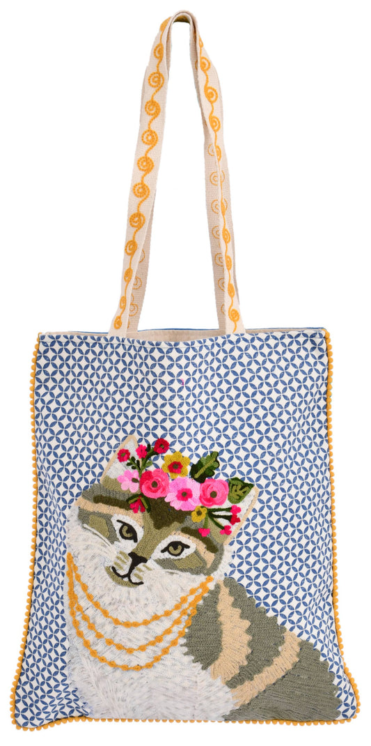 Luxuriant Princess Cat W/Jewels Tote Bag