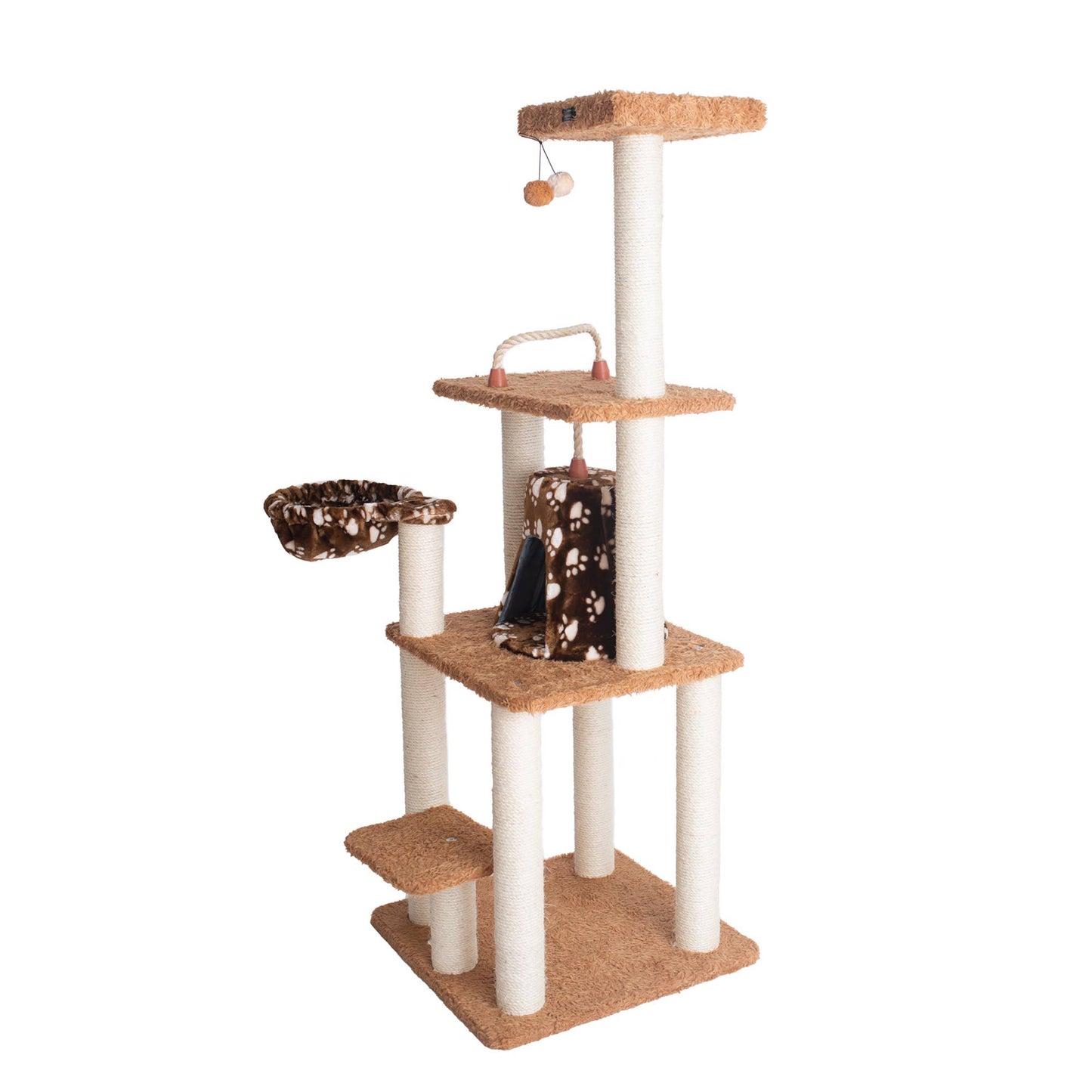 Armarkat Brown Carpet Cat Furniture, Real Wood Kitty Tower