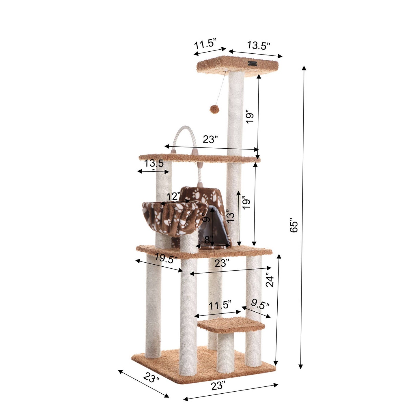 Armarkat Brown Carpet Cat Furniture, Real Wood Kitty Tower