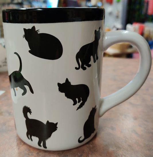 Black and White Cat Silhouettes Mug - 22 oz.