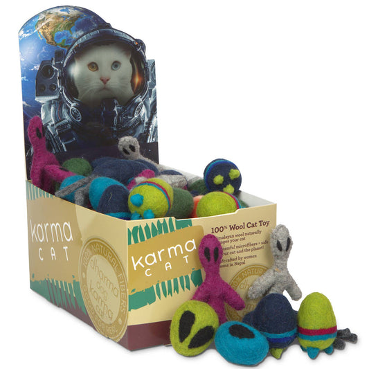 Karma Cat - Space Cat Wool Pet Toy - 60 Asst. Counter Display
