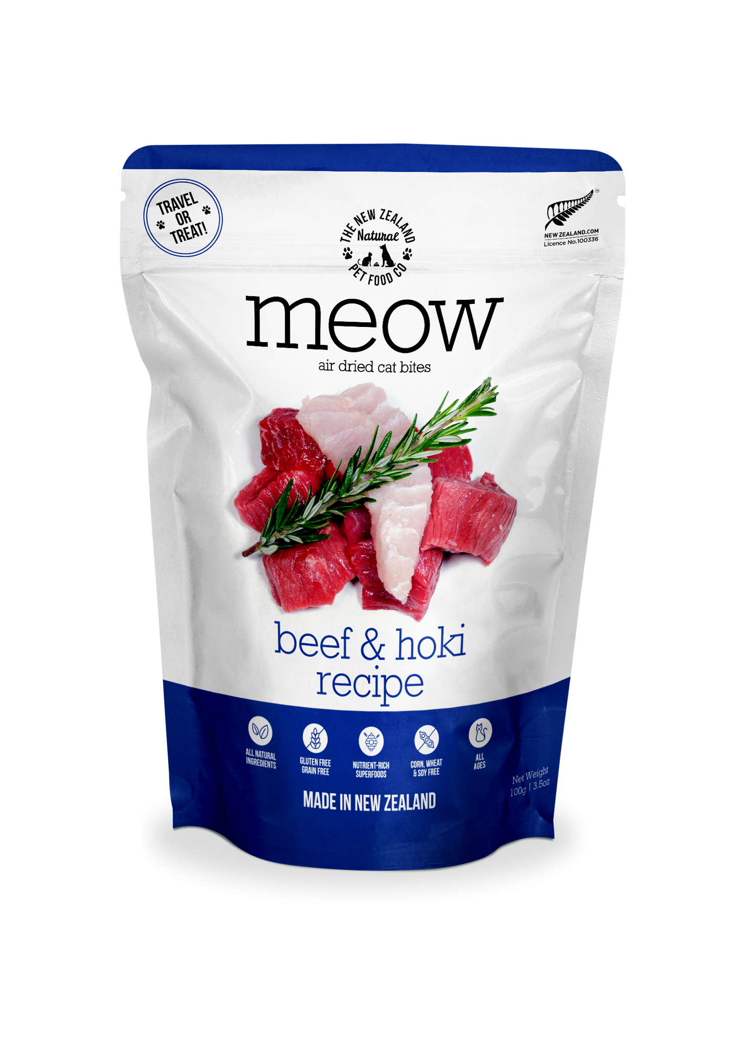 Meow Beef & Hoki Air Dried Cat Food 3.5oz